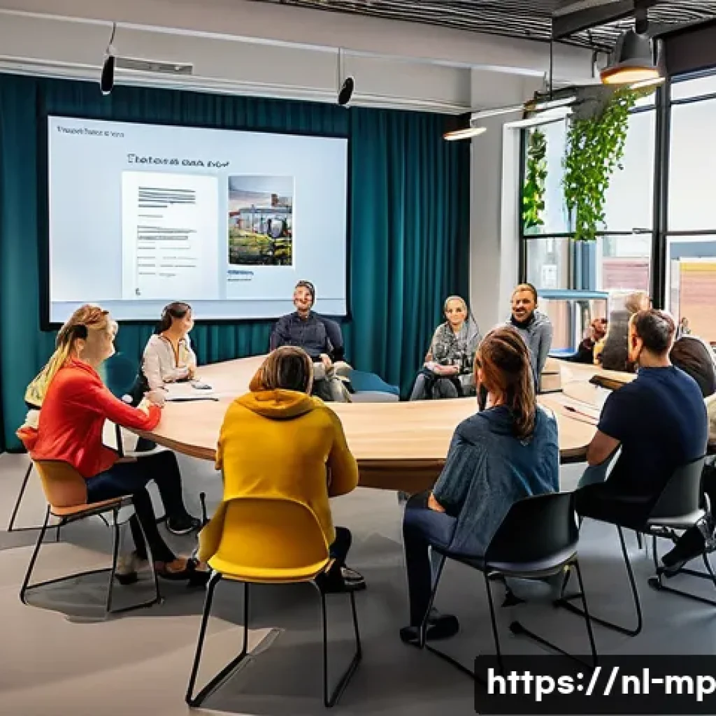 마이크로커뮤니티의 참여 유도 캠페인 기획 - A vibrant microcommunity meeting scene set in a modern Dutch coworking space, featuring diverse adul...