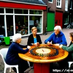 마이크로커뮤니티의 장기 전략 수립하기 - Photorealistic documentary-style scene inside a bright neighborhood community hub in Utrecht, a dive...